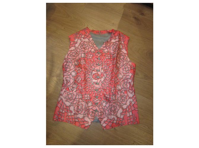 Chaleco Hermès de seda rosa y gris - vista 9