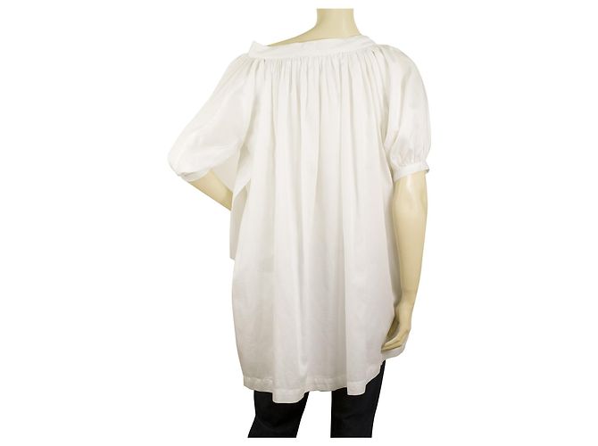 See by Chloé See by Chloe White Cotton w. Camicetta oversize con tunica a pieghe piccole 38 Bianco - vista 2