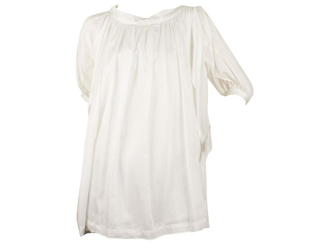 See by Chloé See by Chloe White Cotton w. Camicetta oversize con tunica a pieghe piccole 38 Bianco - vista 5