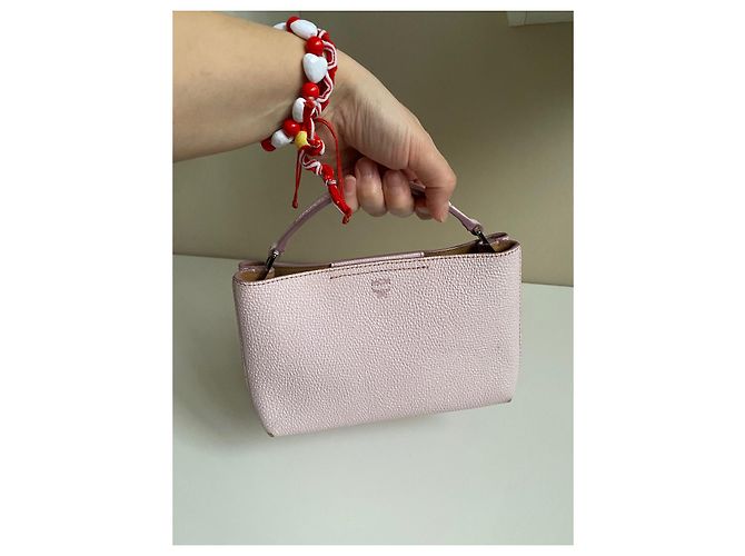 Borsa MCM in pelle rosa con manico - vista 5