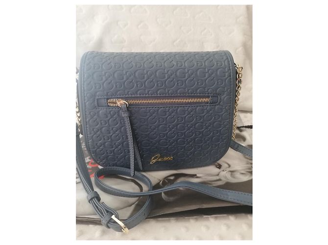 Borsa Guess in pelle blu - vista 3
