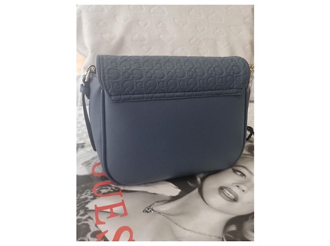 Borsa Guess in pelle blu - vista 7