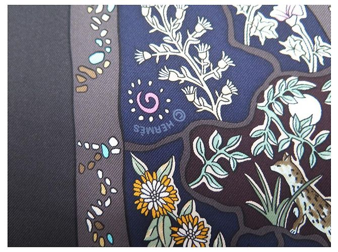 Hermès HERMES CHEMINS DE GARRIGUE CHRISTINE HENRY SCIARPA IN SETA ANTRACITE + SCATOLA Grigio antracite - vista 6
