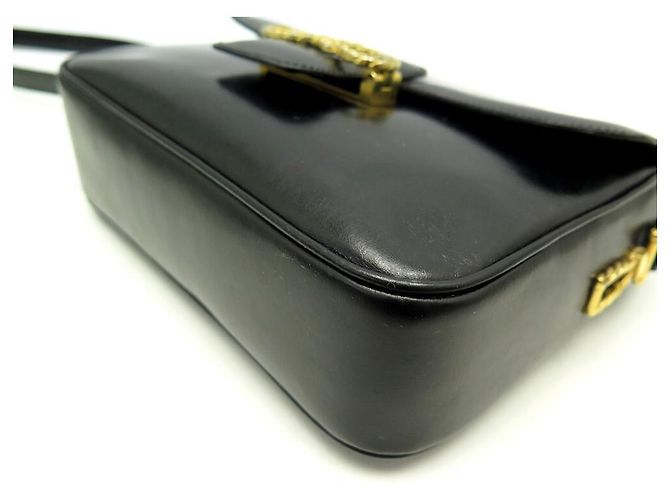 Céline VINTAGE CELINE HANDTASCHE MIT KNOTENVERSCHLUSS IN SCHWARZER LEDERHANDTASCHE - Ansicht 4
