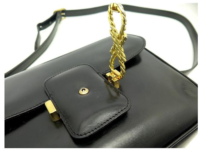 Céline VINTAGE CELINE HANDTASCHE MIT KNOTENVERSCHLUSS IN SCHWARZER LEDERHANDTASCHE - Ansicht 8