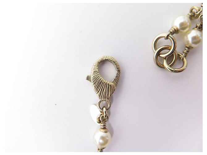 COLLANA NUOVA CHANEL COLLANA LOGO CC E PERLE D'ORO + COLLANA DI PERLE A SCATOLA - vista 4
