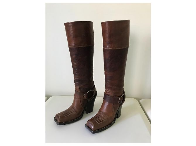 Stivali Dior in pelle marrone taglia 35 - vista 2