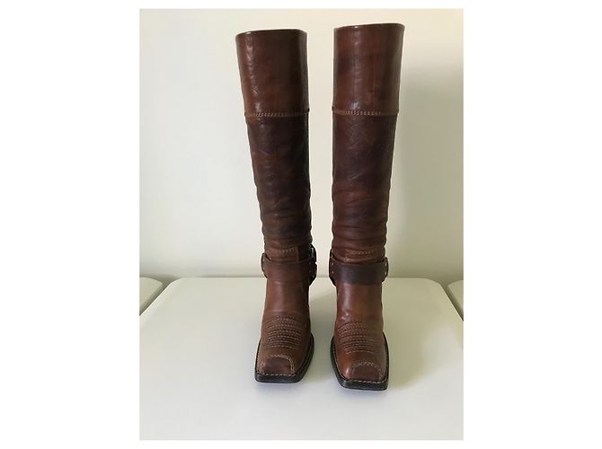 Stivali Dior in pelle marrone taglia 35 - vista 4
