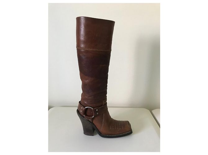 Stivali Dior in pelle marrone taglia 35 - vista 7