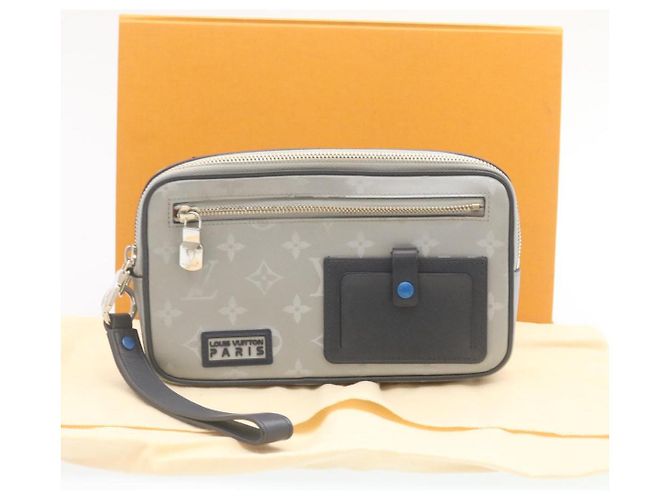 LOUIS VUITTON Pochette Satellite Alpha con monogramma argento M44171 LV Auth knn059 - vista 12