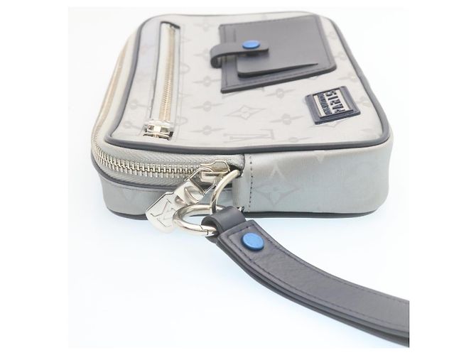LOUIS VUITTON Pochette Satellite Alpha con monogramma argento M44171 LV Auth knn059 - vista 4