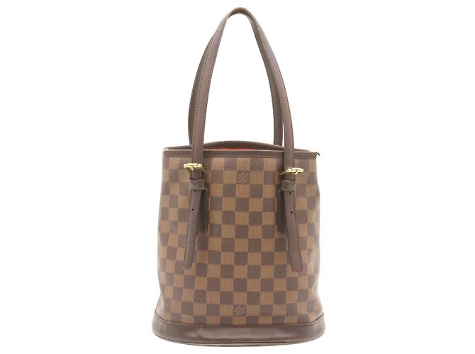 Bucket LOUIS VUITTON Damier Ebene Marais Borsa a tracolla a secchiello N42240 LV Auth lt169 - vista 13