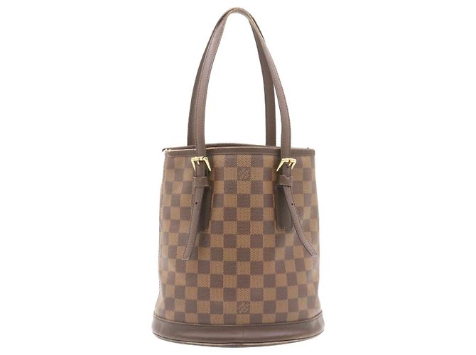 Bucket LOUIS VUITTON Damier Ebene Marais Borsa a tracolla a secchiello N42240 LV Auth lt169 - vista 2