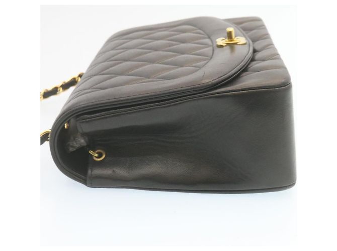 CHANEL Chain Turn Lock Diana Matelasse Shoulder Bag Lamb Skin Black Auth knn076 - view 3