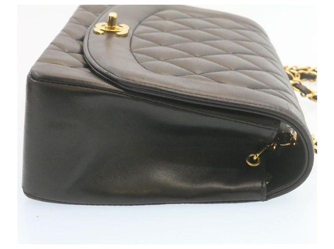 CHANEL Chain Turn Lock Diana Matelasse Shoulder Bag Lamb Skin Black Auth knn076 - view 4