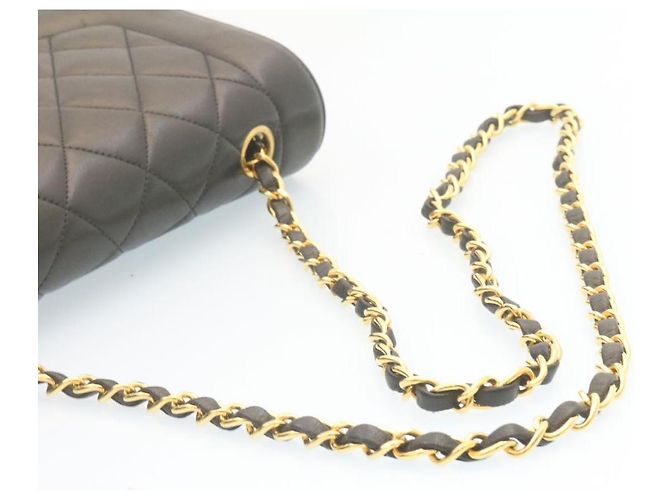 CHANEL Chain Turn Lock Diana Matelasse Shoulder Bag Lamb Skin Black Auth knn076 - view 7