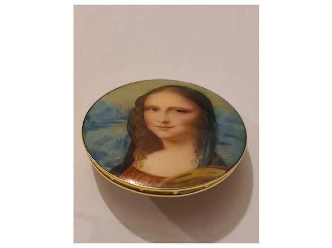 Autre Marque Spilla Mona Lisa in smalto blu e oro 18ct - vista 5