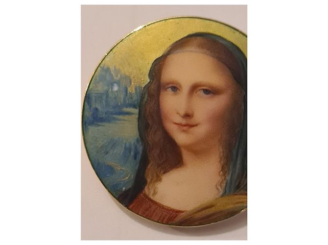 Autre Marque Spilla Mona Lisa in smalto blu e oro 18ct - vista 9