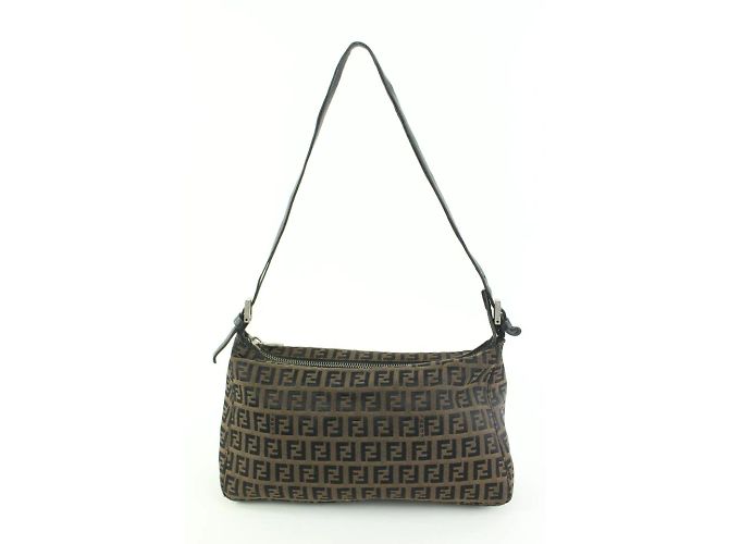 Fendi Borsa a spalla Pochette Zucchino FF Monogram Marrone - vista 7