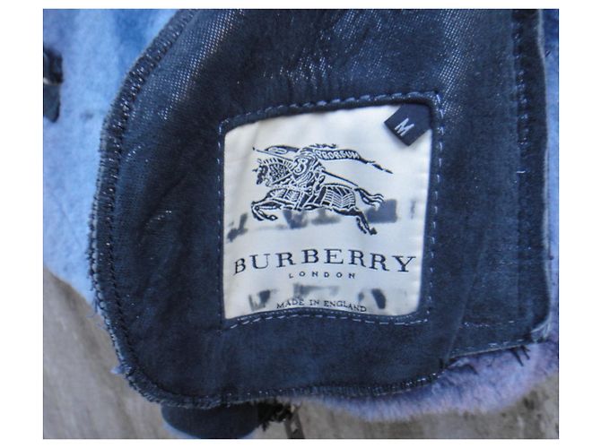 Burberry Lammfelljacke Größe M Blau - Ansicht 4