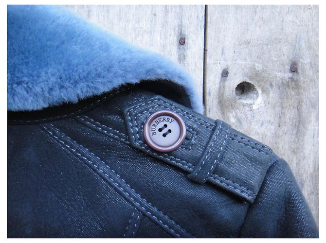 Burberry Lammfelljacke Größe M Blau - Ansicht 9