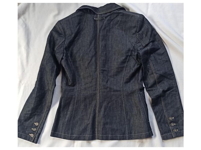 Giacca aderente Jean Paul Gaultier grigio blu seta cotone lino Grigio antracite - vista 2