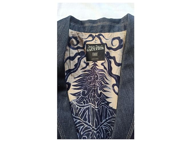 Giacca aderente Jean Paul Gaultier grigio blu seta cotone lino Grigio antracite - vista 4