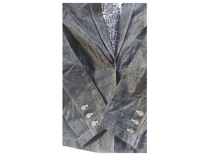 Giacca aderente Jean Paul Gaultier grigio blu seta cotone lino Grigio antracite - vista 6