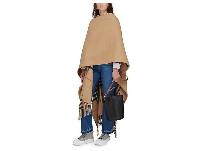 BURBERRY CAPE REVERSIBLE CACHEMIRE LAINE CHECK KAMEL - Ansicht 11