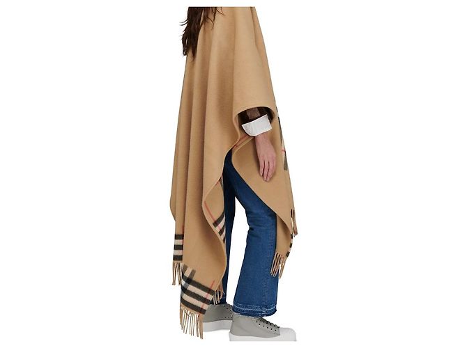BURBERRY CAPE REVERSIBLE CACHEMIRE LAINE CHECK KAMEL - Ansicht 14