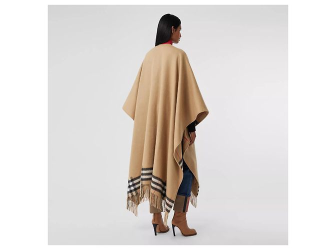 BURBERRY CAPE REVERSIBLE CACHEMIRE LAINE CHECK KAMEL - Ansicht 4