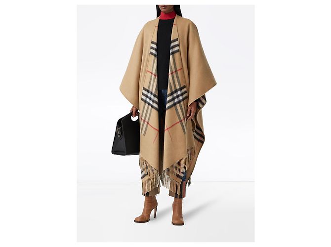 BURBERRY CAPE REVERSIBLE CACHEMIRE LAINE CHECK KAMEL - Ansicht 6