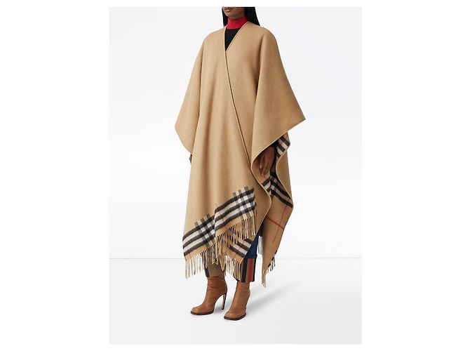 BURBERRY CAPE REVERSIBLE CACHEMIRE LAINE CHECK KAMEL - Ansicht 8