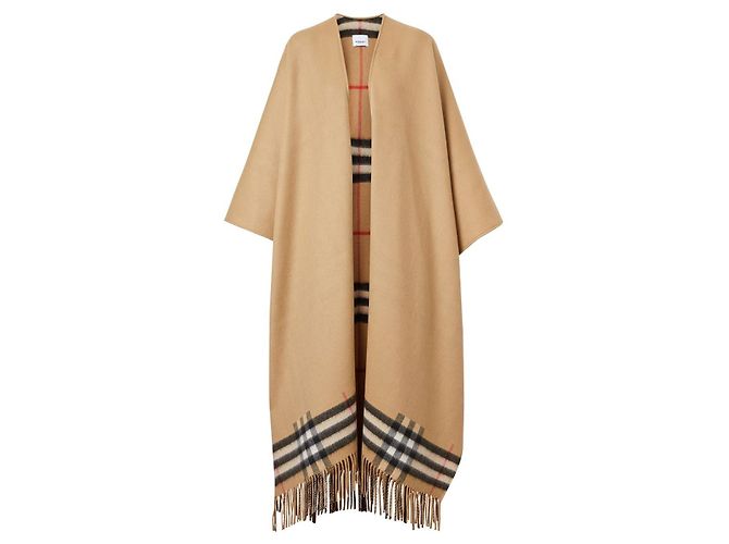 BURBERRY CAPE REVERSIBLE CACHEMIRE LAINE CHECK KAMEL - Ansicht 9