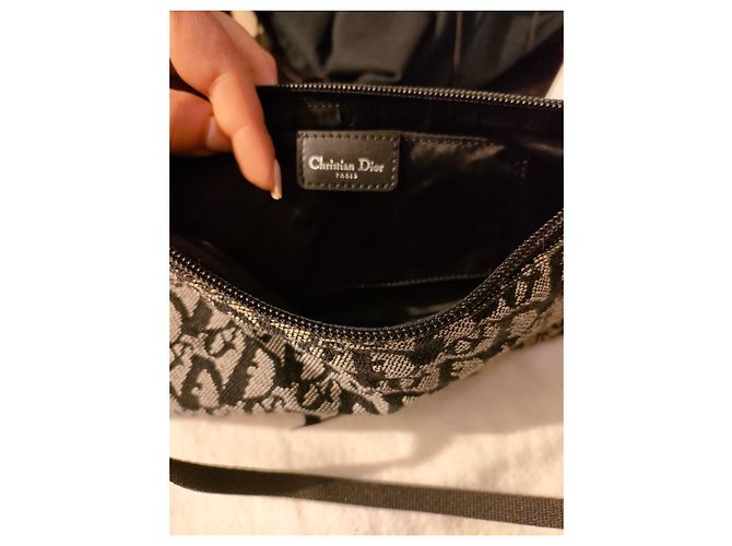 Borsa Christian Dior in tela nera e bianca Nero Bianco - vista 4