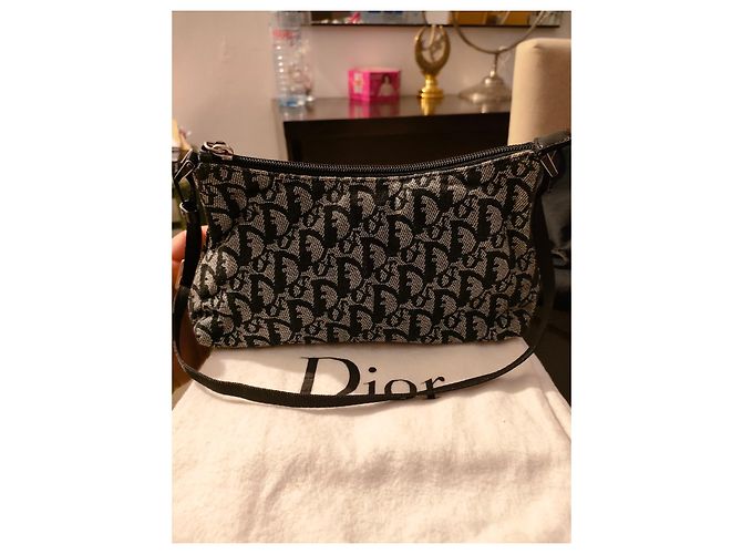 Borsa Christian Dior in tela nera e bianca Nero Bianco - vista 6