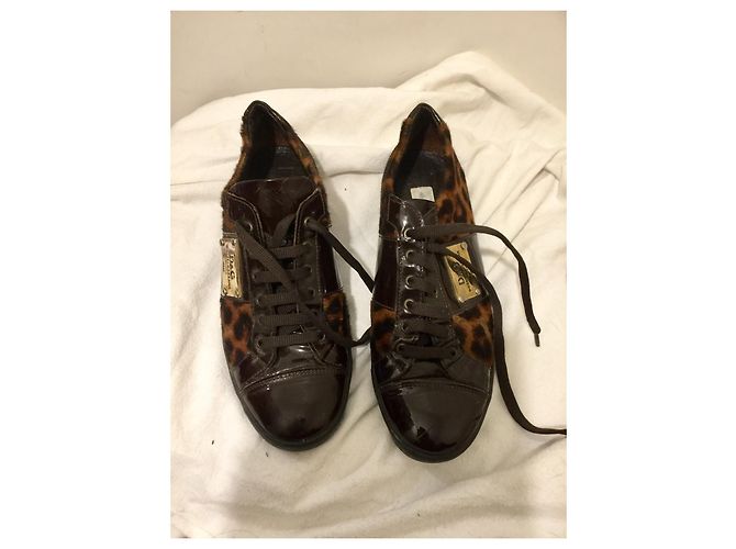 Dolce & Gabbana Sneakers stile cavallino in vernice e pelle di vitello Marrone Stampa leopardo - vista 2