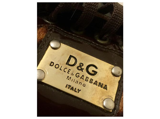 Dolce & Gabbana Sneakers stile cavallino in vernice e pelle di vitello Marrone Stampa leopardo - vista 7