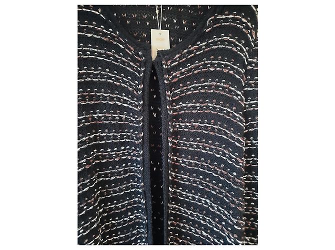 Maje Boucle Kit Strickjacke Braun Schwarz Baumwolle - Ansicht 2