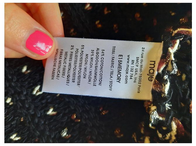 Maje Boucle Kit Strickjacke Braun Schwarz Baumwolle - Ansicht 3