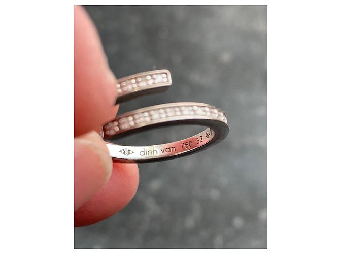 Dinh Van Spirale Ring Weißgold und Diamanten Größe 52 Silber Hardware - Ansicht 2