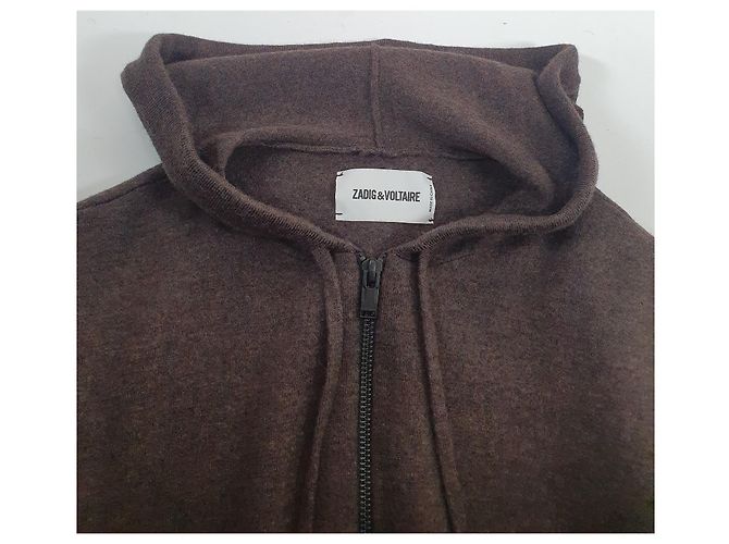 Zadig & Voltaire Hoodie Cardigan Braun Merino Wolle M - Ansicht 5