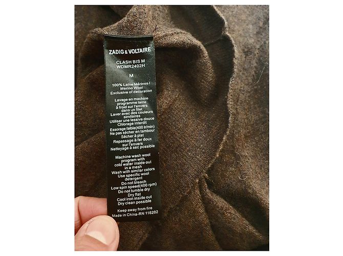 Zadig & Voltaire Hoodie Cardigan Braun Merino Wolle M - Ansicht 6