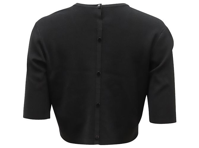 Autre Marque Top corto a coste girocollo Lela Rose in rayon nero - vista 2