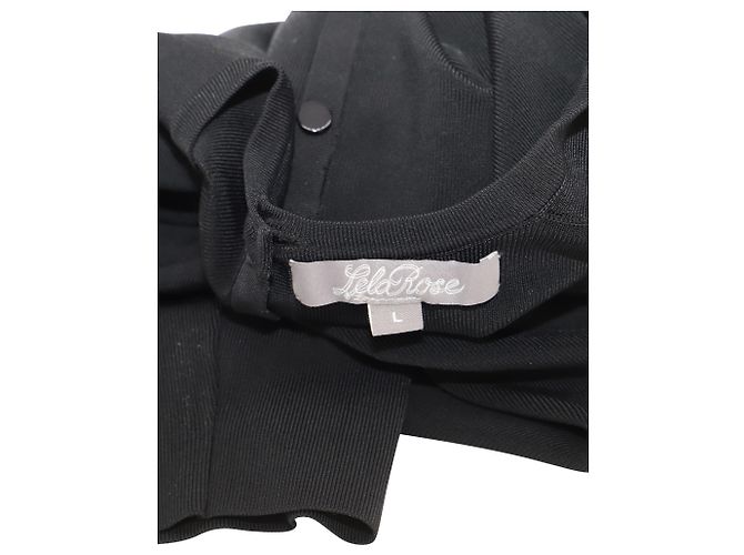 Autre Marque Top corto a coste girocollo Lela Rose in rayon nero - vista 3