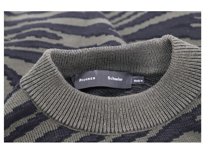 Proenza Schouler suéter superior de jacquard en viscosa verde oliva - vista 3