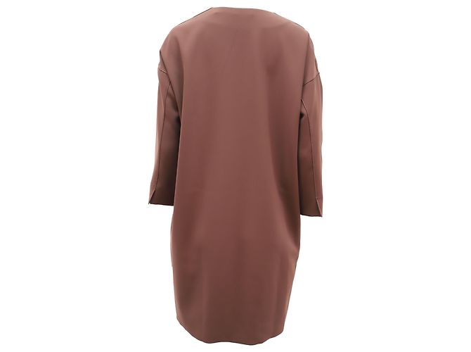 Vince Midi-Sackkleid mit Frontreißverschluss aus braunem Polyester - Ansicht 2