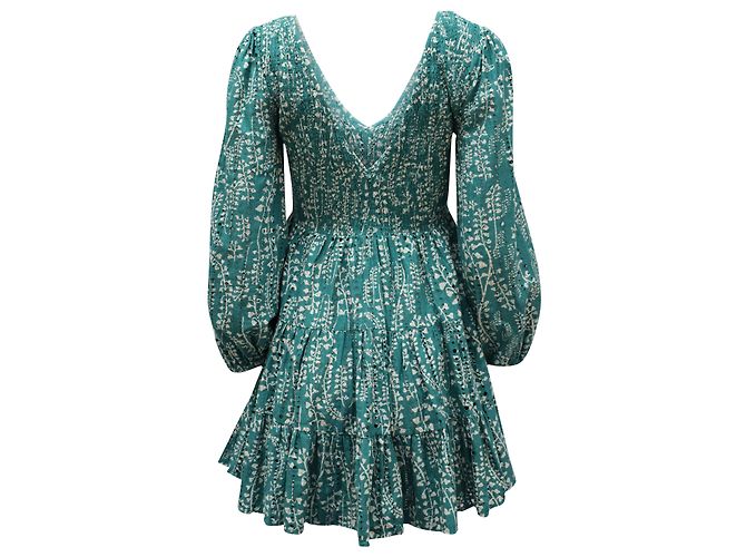 Autre Marque Mini abito Rixo Sasha a maniche lunghe in cotone verde - vista 2