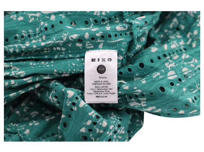 Autre Marque Mini abito Rixo Sasha a maniche lunghe in cotone verde - vista 3