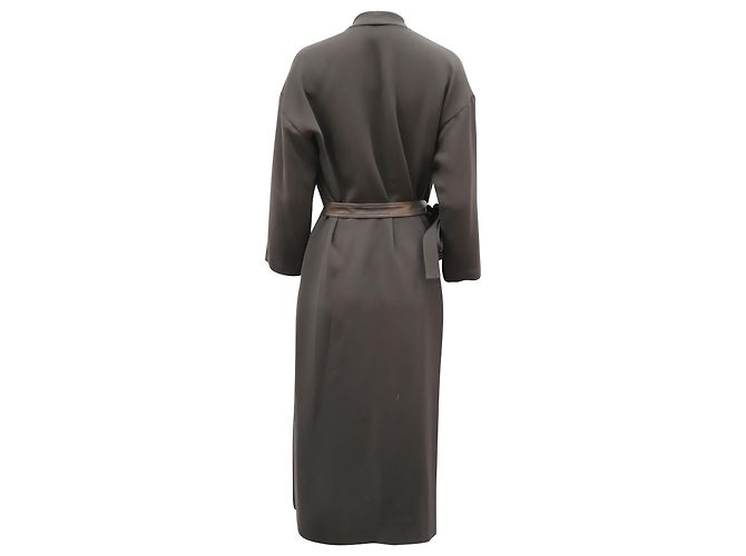 Vince Wickelkleid mit Kunstledergürtel aus schwarzem Polyester - Ansicht 2